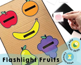 Linterna de frutas imprimible - Juego de clasificación interactivo para niños - Desarrolla habilidades de clasificación y cognitivas