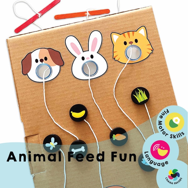 Animal Feed Fun Printable - Engaging Fine Motor Matching Game for Kids!