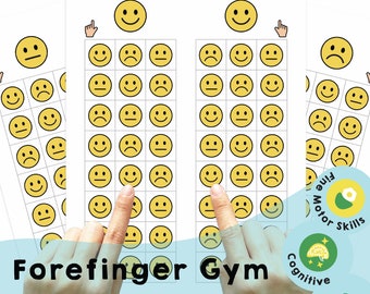 Forefinger Gym: Emoji Faces - Printable game enhancing coordination & cognitive skills, Learning Emotions. Fun for all ages!