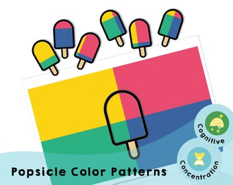 Popsicle Color Patterns -Printable preschool homeschool PDF games to refine your child's visual senses and build problem-solving skills