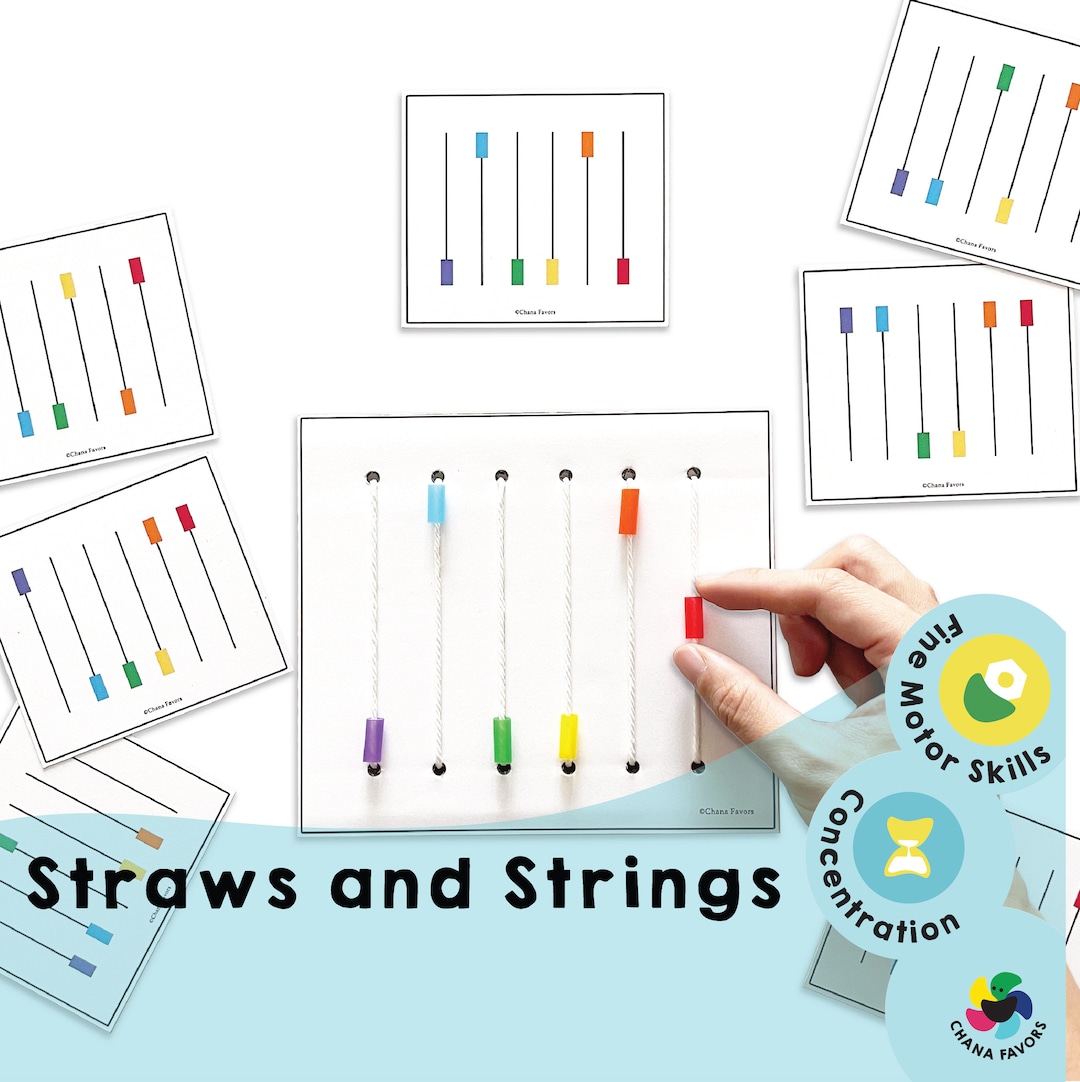 Straws and Strings Game: Fine Motor Skills Printable (PDF) - Etsy
