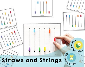 Straws and Strings Game: Fine Motor Skills Printable (PDF)