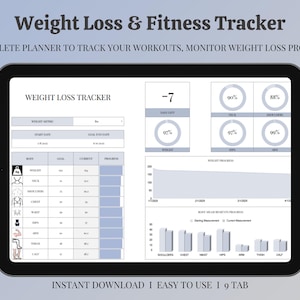 Weight Loss & Fitness Tracker: Workout Planner Spreadsheet (Google Sheets Digital Download