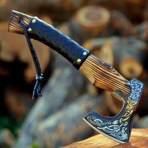 Viking Axe Greenlander Ragnar Axe Camping Axe with Rose Wood Shaft, Viking Bearded Nordic, Custom gift for her, handmade gift for bestman