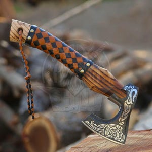 Viking Axe Greenlander Ragnar Axe Camping Axe with Rose Wood Shaft, Viking Bearded Nordic, Custom gift for her, handmade gift for bestman