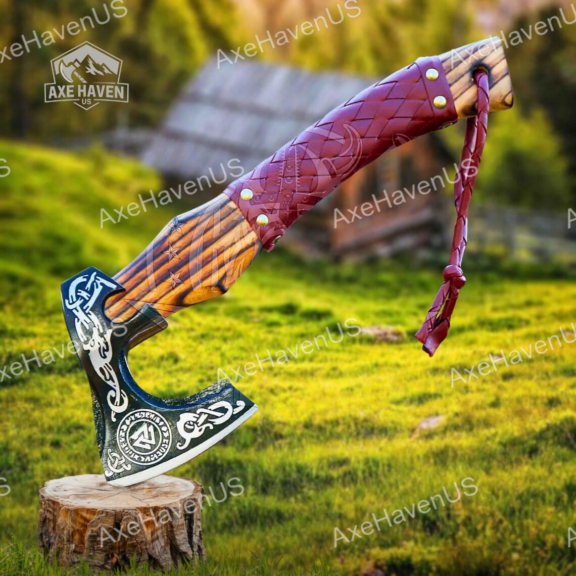 Custom Handmade Viking Axe - High Carbon Steel Blade with Rosewood Handle