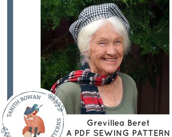 Grevillea Beret Pattern - pdf sewing pattern for a sectioned beret hat