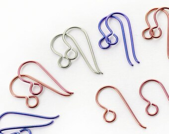 8 Pairs Hypo Allergenic Earring Hooks - Various Colours -  Anodised Niobium, Nickel-free Colourful Earwires Fish Hooks for Jewellery