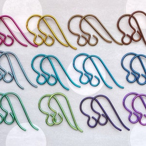 Niobium Earring Hooks 5 prs Anodized Colourful Nickel Free Ear Wires in Your Color Choice. Hypo Allergenic Jewellery Findings Allergy Free image 1