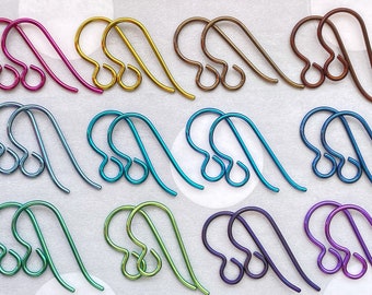 5 Pairs Niobium Earring Hooks - Coloured Nickel Free Ear Wires in Your Color Choice. Hypo Allergenic Jewellery Findings Allergy Free