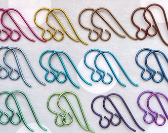 5 paires de crochets pour boucles d'oreilles en niobium - Crochets d'oreilles colorés sans nickel dans la couleur de votre choix. Résultats de bijoux hypoallergéniques