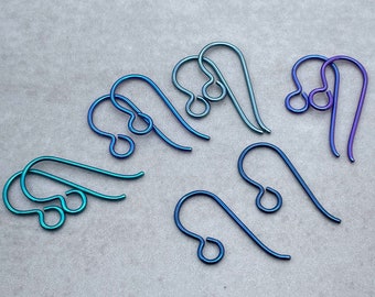 Hypo Allergenic Hook Earwires - Blues - Nickel-Free Anodized Niobium Earring Findings 5 Pairs