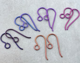 Hypo Allergenic Nickel Free Earring Wires - Berry Colours - Nickel-Free Anodized Niobium Earring Findings 5 Pairs