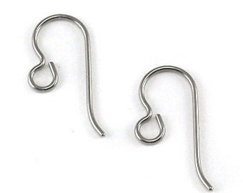 5 Pairs Titanium Hypo Allergenic Earwires. French Hook Earring Wires, Nickel-Free Findings Surgical Implant Grade 1 Pure Titanium