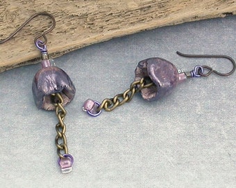 Harebell Purple Ceramic Artist-made Earrings with Hypo Allergenic Earwires by Emma Ralph SRA