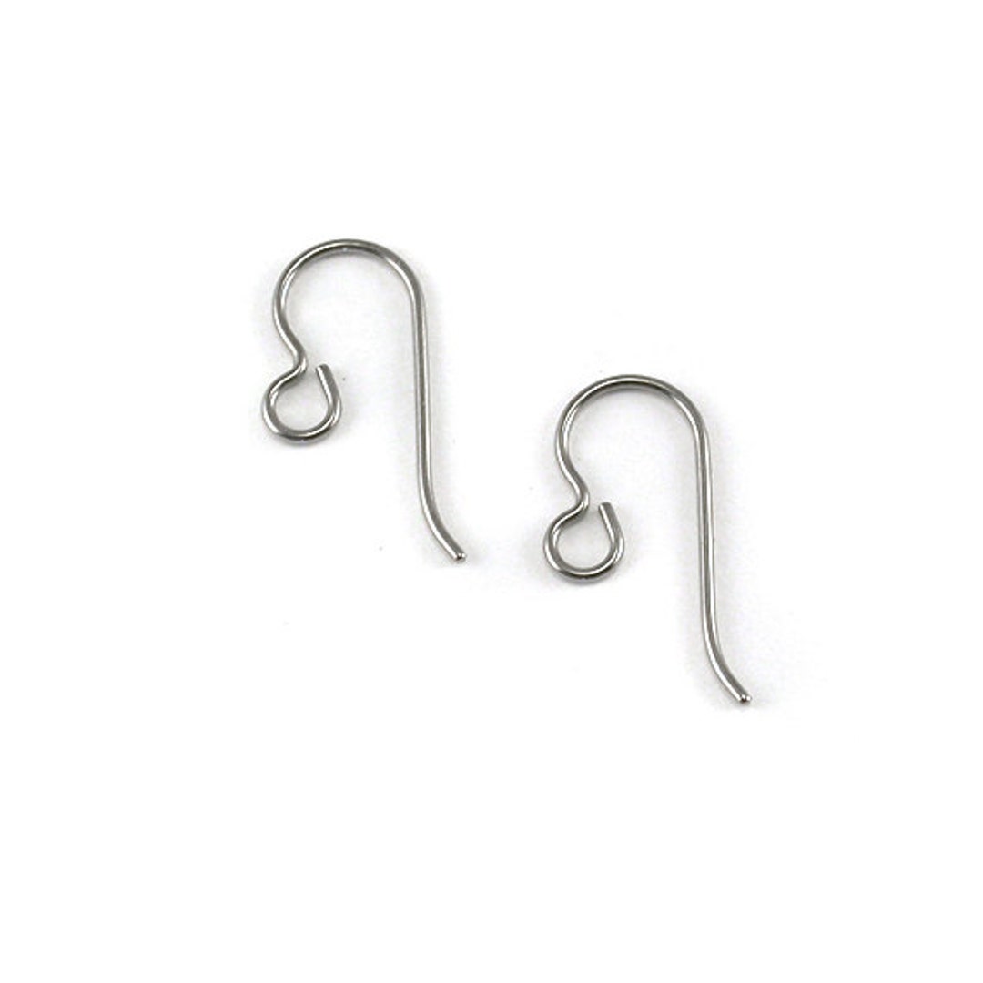 10 Silver Nickel Free Titanium French Hook Earring Findings w/ Stem & Loop  Ring