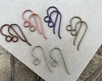 Colourful Hypo Allergenic Earring Wires - Blush Colours - Nickel-Free Anodized Niobium Earring Findings 5 Pairs