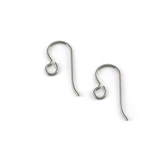 5 Pairs Titanium Hypo Allergenic Earwires. French Hook Earring Wires, Nickel-Free Findings Surgical Implant Grade 1 Pure Titanium