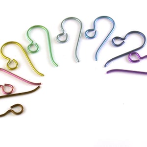 Niobium Earring Hooks 5 prs Anodized Colourful Nickel Free Ear Wires in Your Color Choice. Hypo Allergenic Jewellery Findings Allergy Free image 5
