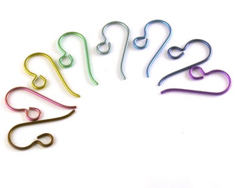 Anodized Niobium Ear Wires - Hypoallergenic Earring Hooks, 5 Pairs