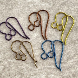 Niobium Earring Hooks 5 prs Anodized Colourful Nickel Free Ear Wires in Your Color Choice. Hypo Allergenic Jewellery Findings Allergy Free image 8