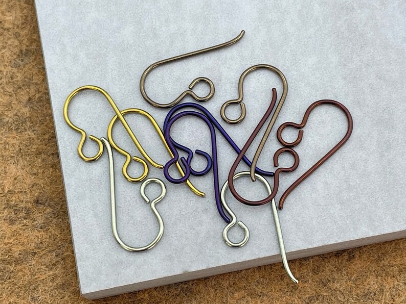 Niobium Hypo Allergenic Earwires Autumn Fall Colours Nickel-Free Anodized Hook Earring Findings 5 Pairs image 1