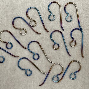 Multicolour Titanium Earwires. 6 Pairs of Ombre Effect Hypo Allergenic, Nickel free, Non Tarnish Earring Findings by EJR Beads image 4