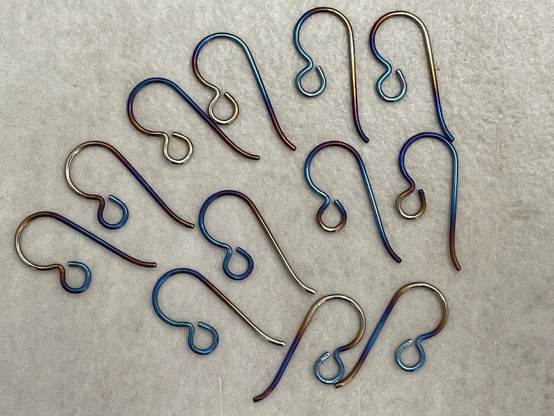 Multicolour Titanium Earwires. 6 Pairs of Ombre Effect Hypo Allergenic, Nickel free, Non Tarnish Earring Findings by EJR Beads image 4