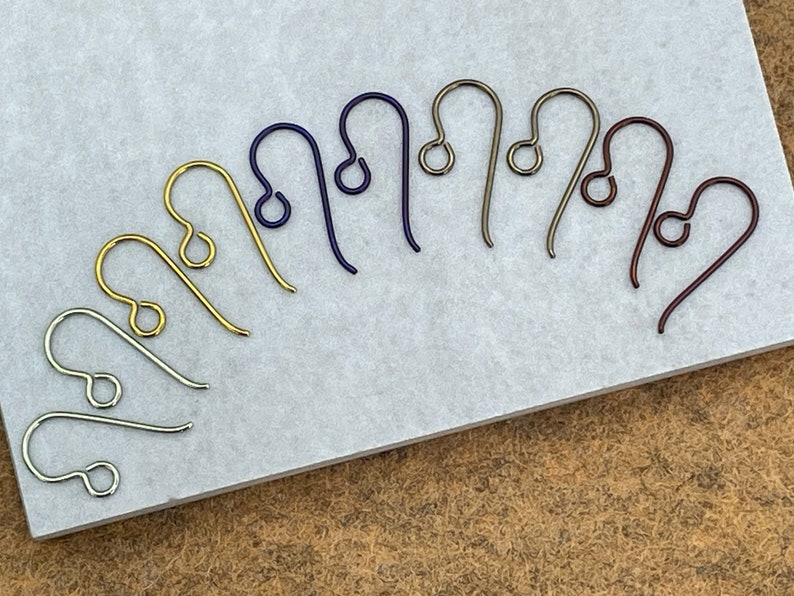 Niobium Hypo Allergenic Earwires Autumn Fall Colours Nickel-Free Anodized Hook Earring Findings 5 Pairs image 2