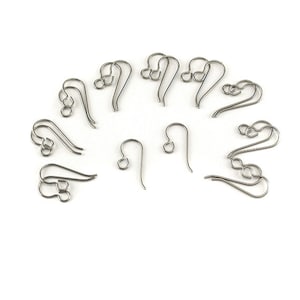 Titanium Earwires. 20 Earring Hooks (10 pairs) Hypo Allergenic, Nickel free, Non Tarnish Earring Findings. Free UK Shipping