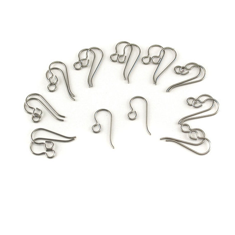 Titanium Earring Hooks 10 Pairs Hypo Allergenic, Nickel-Free Ear Wires Findings image 1