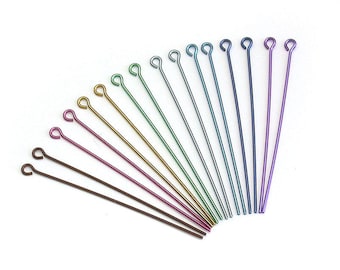 Niobium Wire Eyepins - Hypo Allergenic  Anodised Non-Tarnish Metal Wires for Jewellery Making. Nickel Free