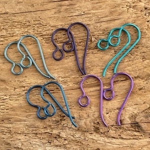 Niobium Earring Hooks 5 prs Anodized Colourful Nickel Free Ear Wires in Your Color Choice. Hypo Allergenic Jewellery Findings Allergy Free image 9