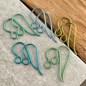 Niobium Earring Hooks 5 prs Anodized Colourful Nickel Free Ear Wires in Your Color Choice. Hypo Allergenic Jewellery Findings Allergy Free image 4