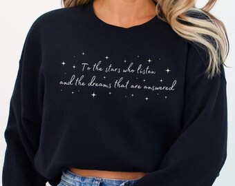 Sudadera con capucha A las estrellas que escuchan y a los sueños que reciben respuesta Sudadera con capucha Acotar Velaris para mujer Regalo de Acotar Merch para amantes de los libros Suéter
