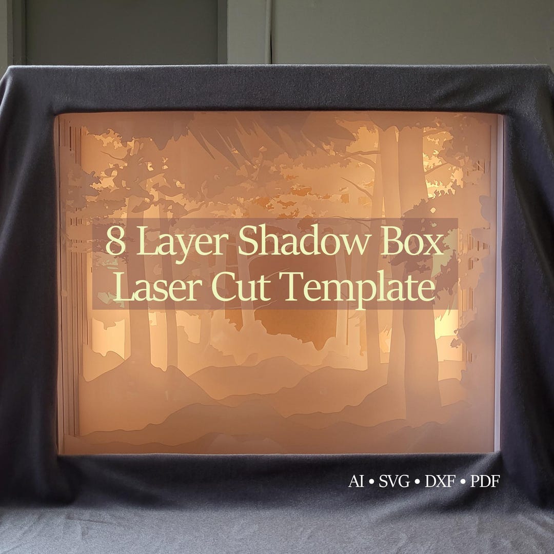Layered Shadow Box File Layered Shadow Box Laser Cut File | 8 Layer AI Template (digital ...