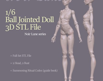 1/6 BJD Doll fullest STL File for 3D Printing | Art Doll | Noir Lune