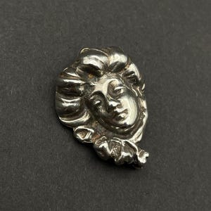 Vintage Sterling Silver Gibson Girl Pin - Art Nouveau Female Profile Pin - Figural Female Silhouette Pin