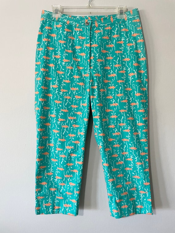 90s Vintage Lilly Pulitzer Cropped Pant Turquoise… - image 2