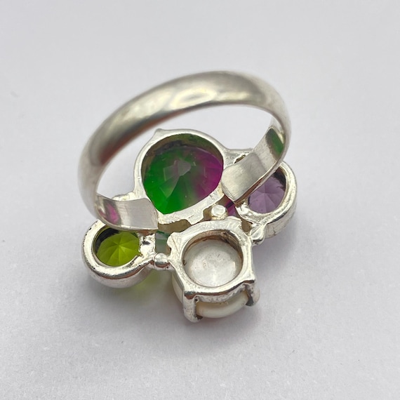 Multi Stone Colorful Statement Ring Sparkling Coc… - image 6