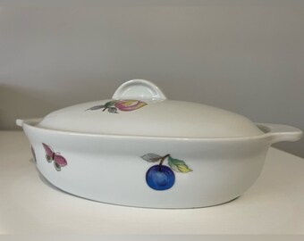 Vintage Andrea by Sadek Oval Covered Bakeware Fruit Design Style 7235