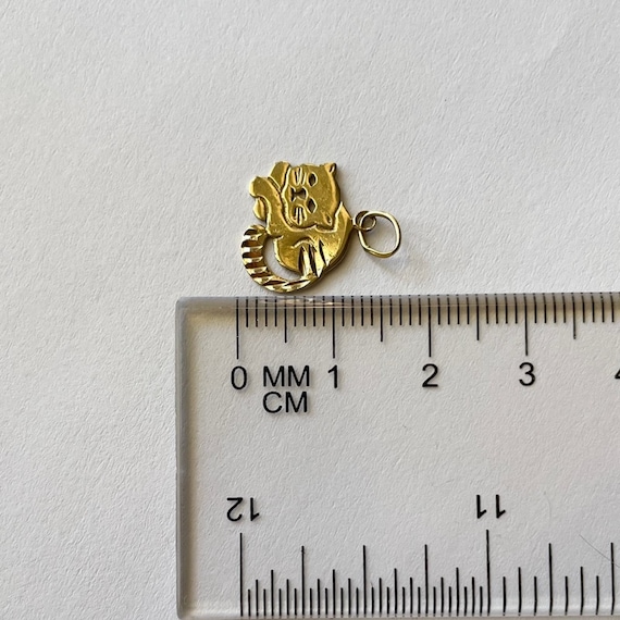 Vintage 14k Yellow Gold Cat Charm Pendant Diamond… - image 8