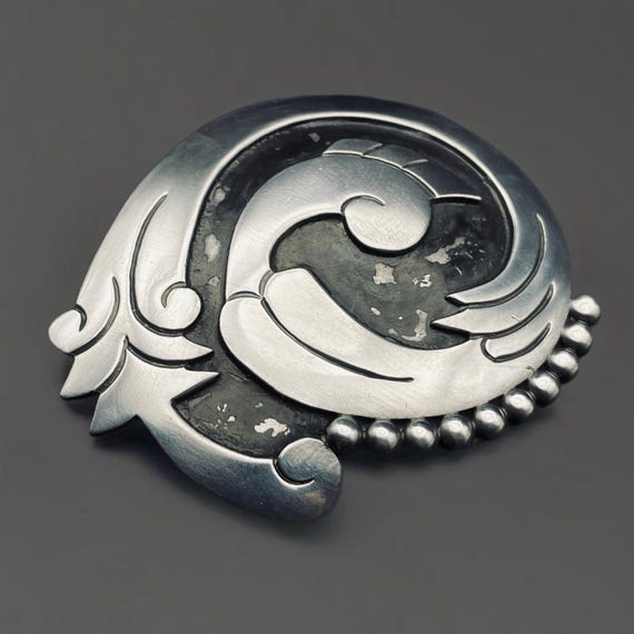 Vintage Taxco Sterling Silver Brooch Pendant: JHP Eagle 3, Art Deco, Unisex Jewelry