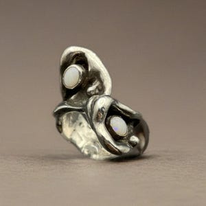 Sterling Silver Opal J Brunelle Brutalist Ring Unisex Artisan Grunge Ring 925