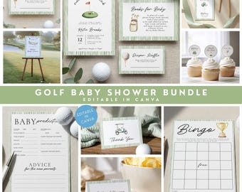 Golf-Babyparty-Paket, neu im Club-Babyparty-Paket, ein kleines Putter, geschlechtsneutrales Babyparty-Paket, in Canva bearbeitet