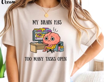 Mein Gehirn hat zu viele Aufgaben offene Shirt überwältigte Büroangestellte Geschenk lustige Arbeit Burnout T-Shirt ADHD Produktivität Humor Shirt