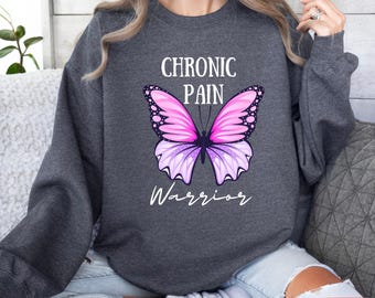 Bluza z kapturem dla wojownika z chronicznym bólem, sweter na przewlekłą chorobę, prezent Spoonie, niewidzialna choroba, sweter z motylem, wsparcie dla osób z fibromialgią i niepełnosprawnością