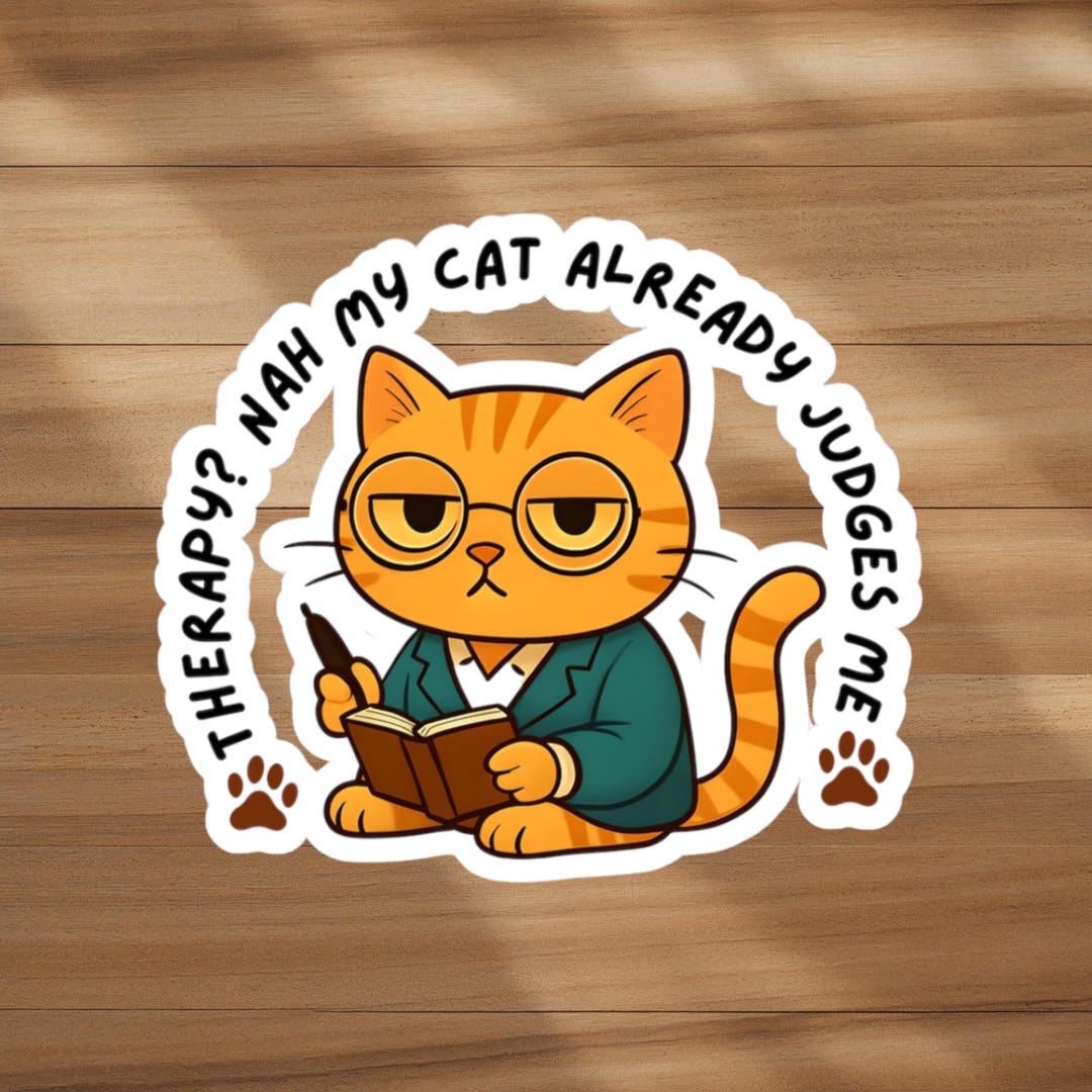 Custom Cat Sticker Personalized Pet Sticker Funny Cat Gift Therapy Cat ...