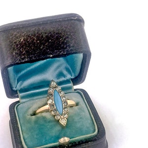 Antique Victorian Turquoise Diamond Ring | Antique 14k gold ring | 14k Gold Victorian Ring