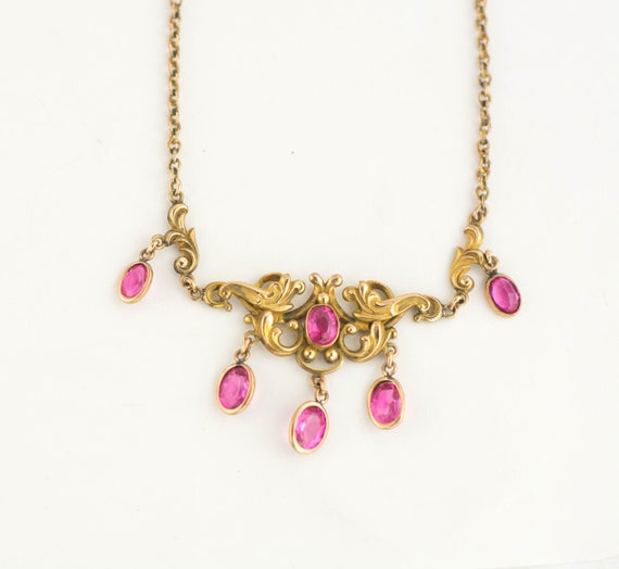 Antique Gold Filled Edwardian Festoon Drop Neckla… - image 3